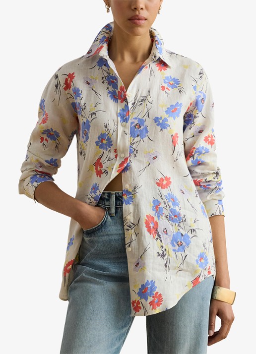 Ralph Lauren Blouse van linnen met bloemenprint