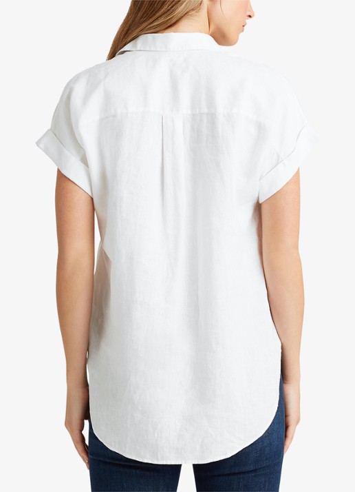 Ralph Lauren Blouse van linnen - achterkant white / wit