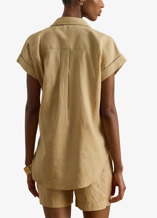 Ralph Lauren Blouse van linnen - achterkant birch tan / beige