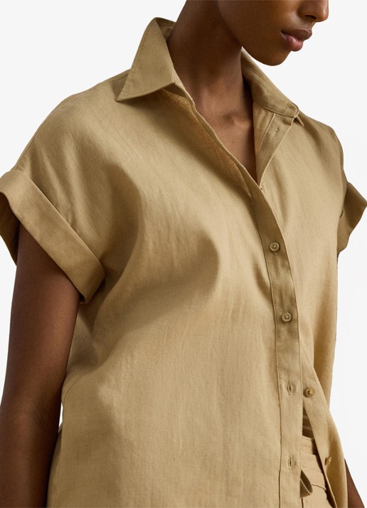 Ralph Lauren Blouse van linnen - detail 3 birch tan / beige