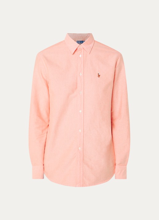 Ralph Lauren Blouse van piqué katoen - voorkant 2 zalmroze