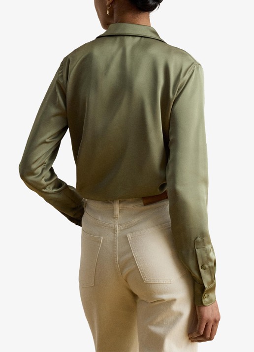Ralph Lauren Blouse van satijn - achterkant light agave / groen