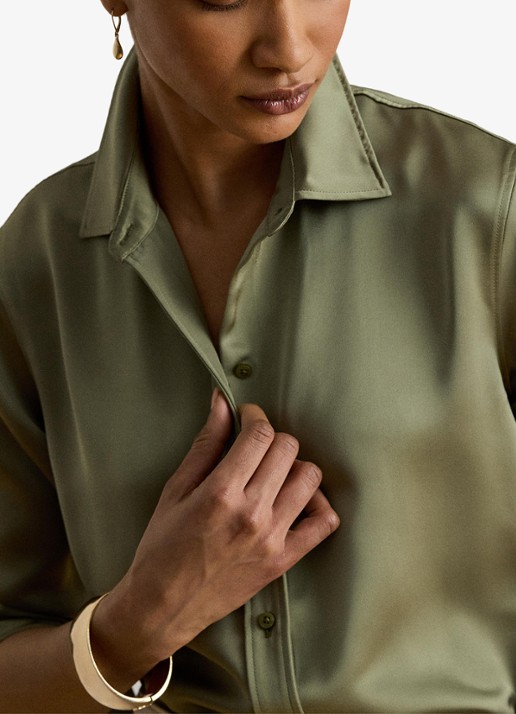Ralph Lauren Blouse van satijn - detail 5 light agave / groen