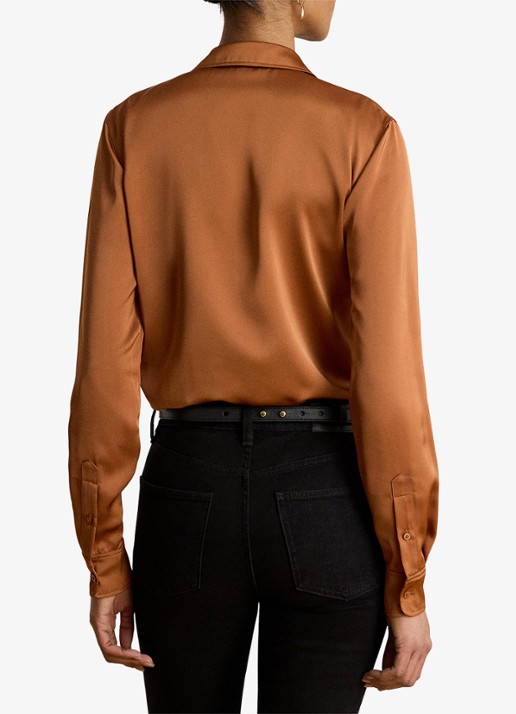 Ralph Lauren Blouse van satijn - achterkant red terracotta / rood