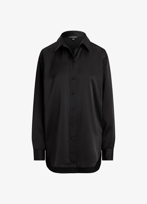 Ralph Lauren Blouse van satijn - voorkant zwart
