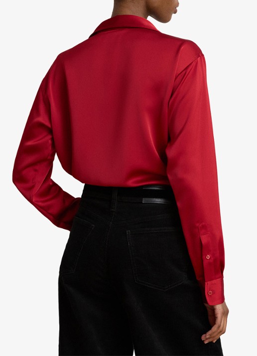 Ralph Lauren Blouse van satijn - achterkant ralph red / rood