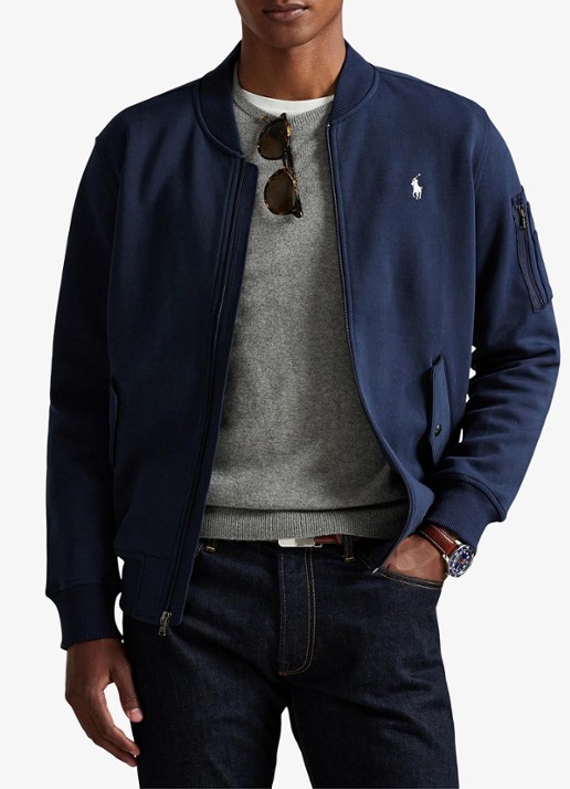 Ralph Lauren Bomberjack met klepzakken en logoborduring