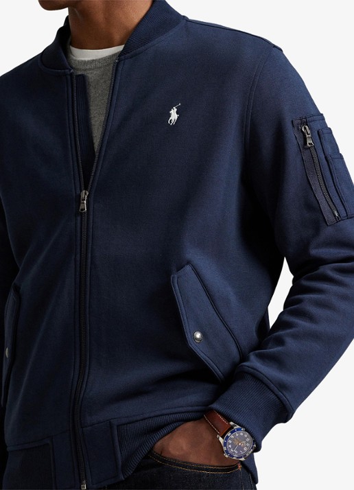 Ralph Lauren Bomberjack met klepzakken en logoborduring - detail 3 aviator navy / donkerblauw