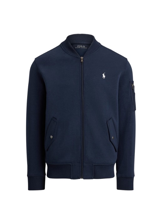 Ralph Lauren Bomberjack met klepzakken en logoborduring - voorkant 4 aviator navy / donkerblauw