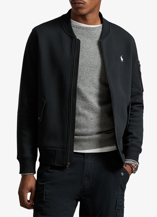 Ralph Lauren Bomberjack met klepzakken en logoborduring - detail polo black / zwart