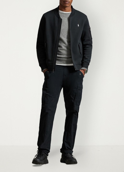 Ralph Lauren Bomberjack met klepzakken en logoborduring - voorkant 5 polo black / zwart