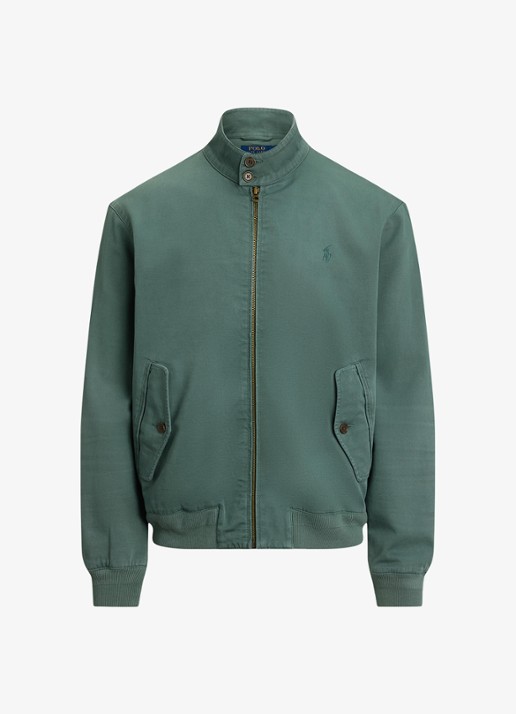 Ralph Lauren Bomberjack met logoborduring en klepzakken - voorkant 3 charter green / groen