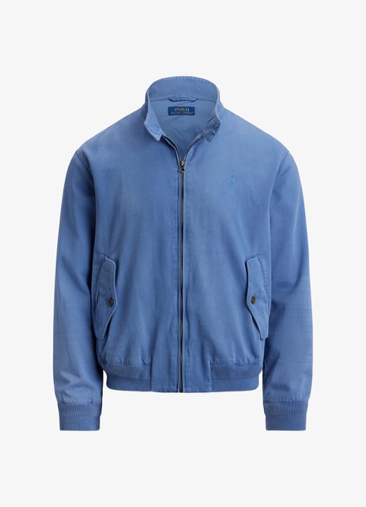 Ralph Lauren Bomberjack met logoborduring en klepzakken - voorkant delta blue / blauw