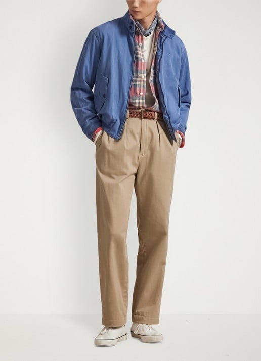 Ralph Lauren Bomberjack met logoborduring en klepzakken - voorkant 2 delta blue / blauw
