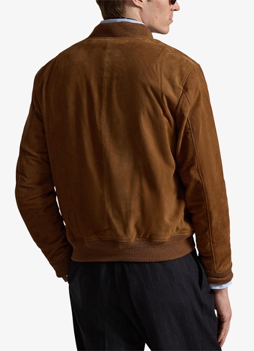 Ralph Lauren Bomberjack van suède met klepzakken - achterkant country brown-2ye7 / bruin
