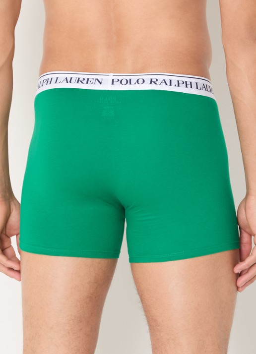 Ralph Lauren Boxer met logoband in 3-pack - achterkant 3 donkergroen