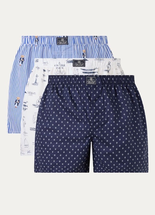 Ralph Lauren Boxershort met print in 3-pack  - voorkant 2 indigo