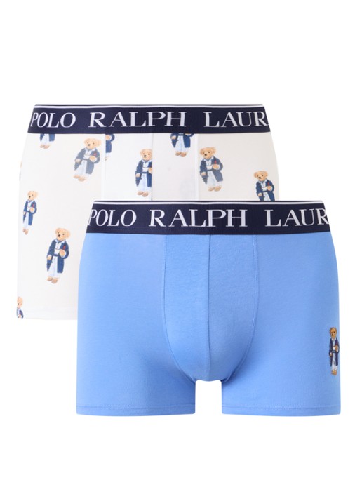 Ralph Lauren Boxershorts met logoband in 2-pack - voorkant blauw