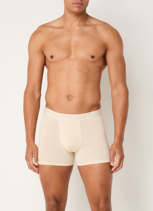 Ralph Lauren Boxershorts met logoband in 3-pack - voorkant beige