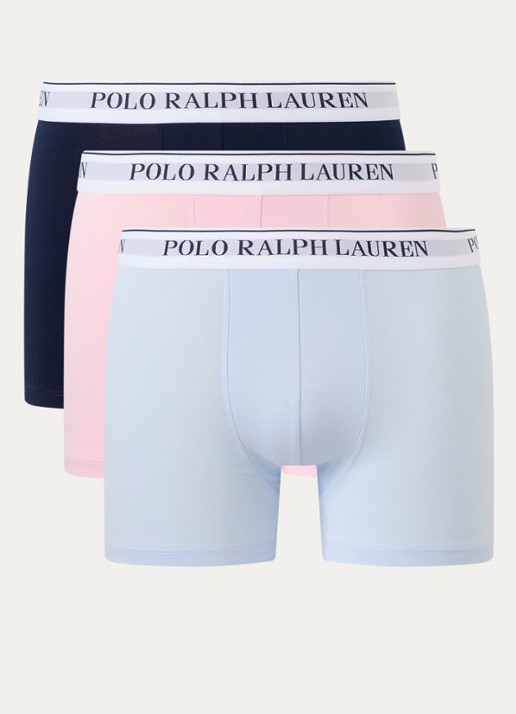 Ralph Lauren Boxershorts met logoband in 3-pack - voorkant 3 lichtroze
