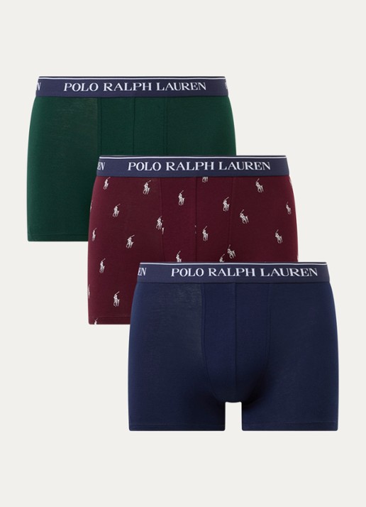 Ralph Lauren Boxershorts met logoband in 3-pack - voorkant 3 donkergroen