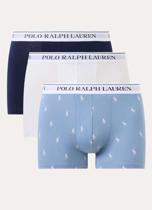 Ralph Lauren Boxershorts met logoband in 3-pack - voorkant 2 blauw