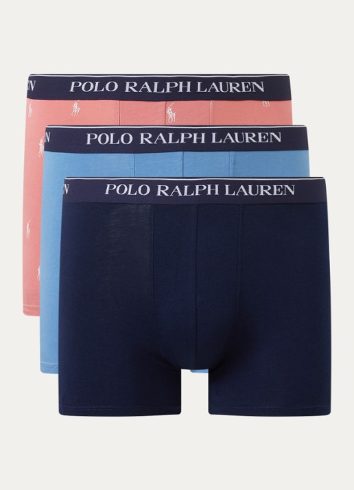 Ralph Lauren Boxershorts met logoband in 3-pack - voorkant 2 blauw