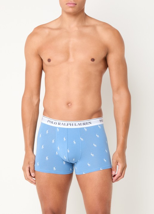 Ralph Lauren Boxershorts met logoband in 3-pack - voorkant 4 blauw