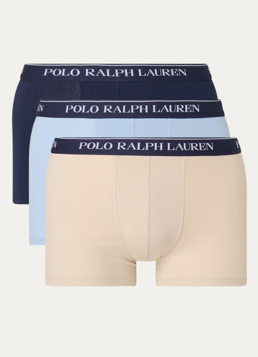 Ralph Lauren Boxershorts met logoband in 3-pack - voorkant 3 zand