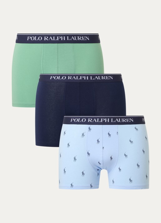 Ralph Lauren Boxershorts met logoband in 3-pack - voorkant 2 blauw