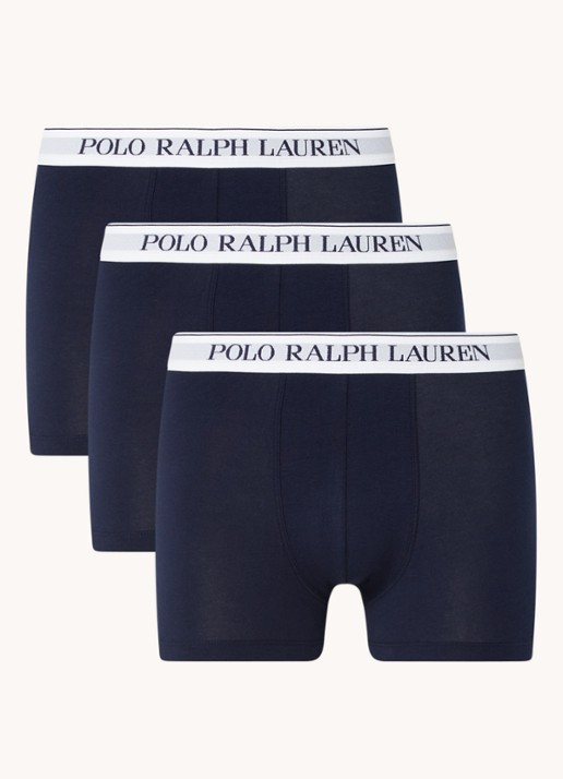 Ralph Lauren Boxershorts met logoband in 3-pack - voorkant 4 donkerblauw