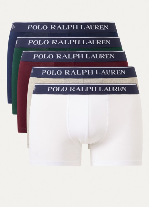 Ralph Lauren Boxershorts met logoband in 5-pack - voorkant donkerblauw