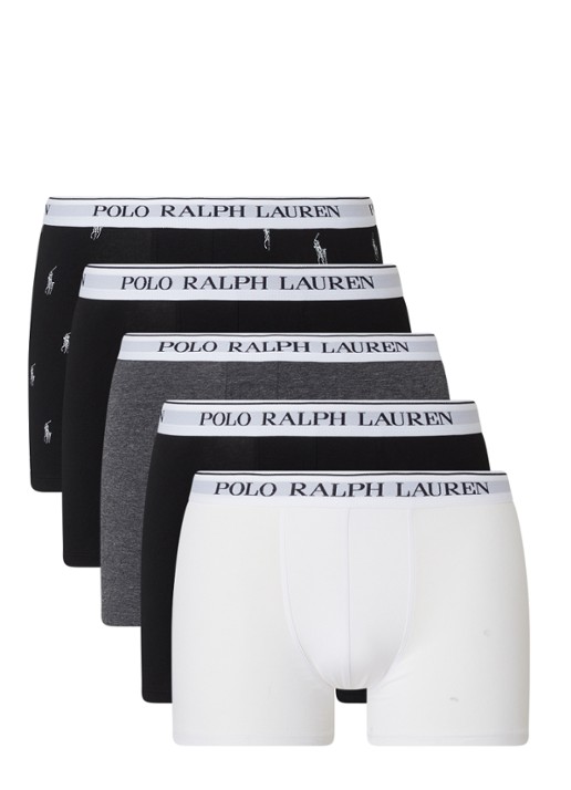 Ralph Lauren Boxershorts met logoband in 5-pack - voorkant 3 wit