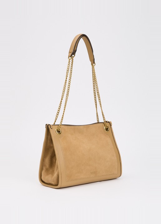 Ralph Lauren Bradley Medium schoudertas van leer - achterkant camel
