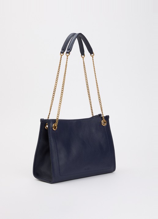 Ralph Lauren Bradley Medium schoudertas van leer - achterkant donkerblauw
