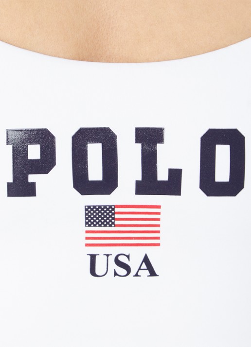 Ralph Lauren Bralette bikinitop met logoprint - detail 5 wit
