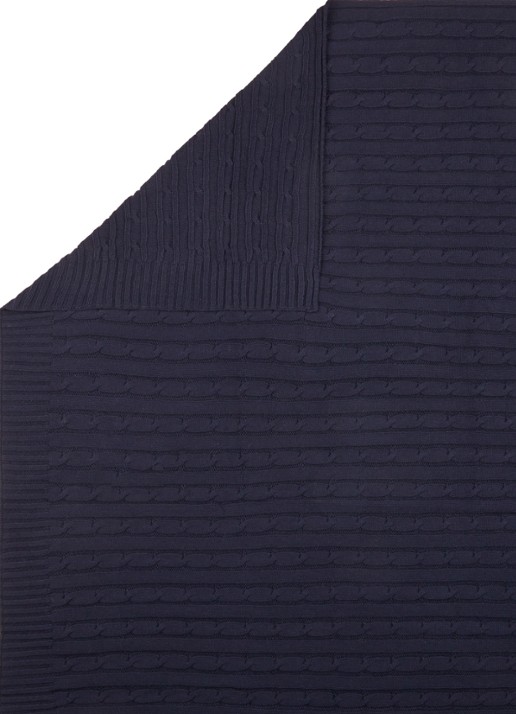 Ralph Lauren Cable plaid 127 x 178 cm - detail 2 blauw