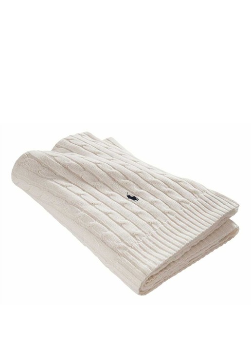 Ralph Lauren Cable plaid 127 x 178 cm - voorkant steenrood