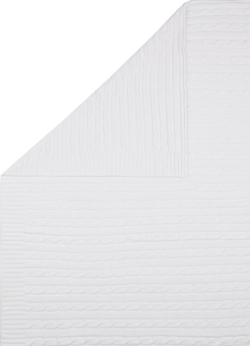 Ralph Lauren Cable plaid van katoen 127 x 177 cm - detail wit