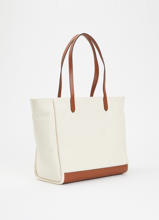 Ralph Lauren Cameryn shopper van canvas met details van leer  - achterkant 5 beige