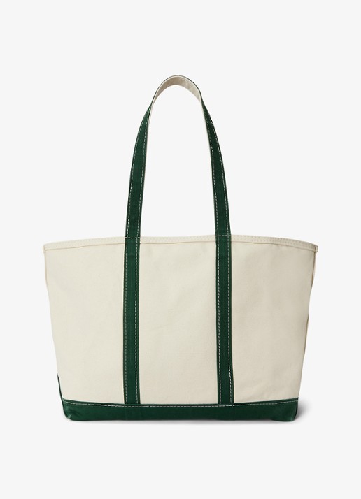 Ralph Lauren Canvas draagtas met Big Pony - achterkant 3 cream/green / crème