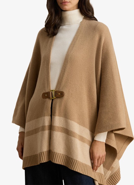 Ralph Lauren Cape met gespdetail - detail 4 camel multi / beige