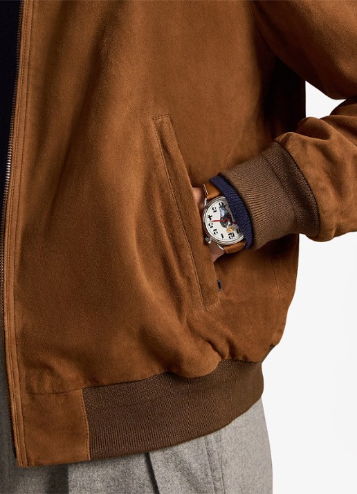 Ralph Lauren Charleton jack van geitensuède met opstaande kraag - detail 5 pale russet / roestbruin