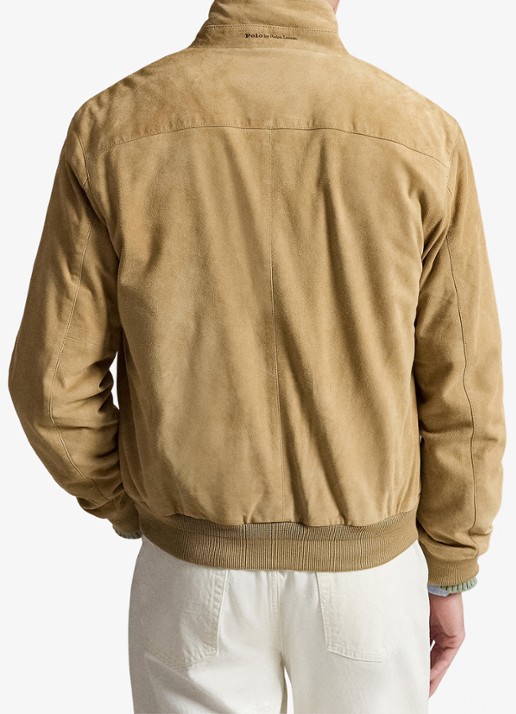 Ralph Lauren Charleton jack van geitensuède met opstaande kraag - achterkant 3 cafe tan suede / beige