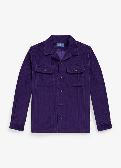 Ralph Lauren Classic corduroy overhemd met kraag - voorkant paars