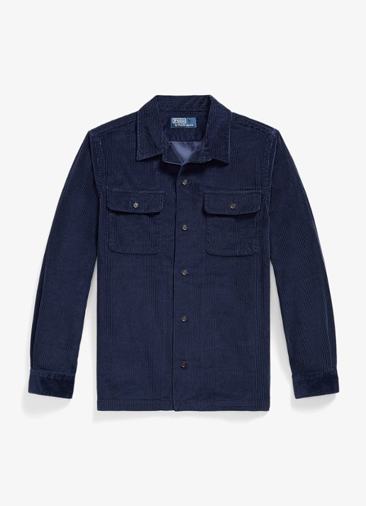 Ralph Lauren Classic corduroy overhemd met kraag - voorkant donkerblauw