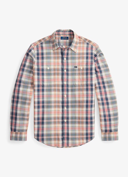 Ralph Lauren Classic fit madras overhemd met ruitprint - voorkant 2 grey navy multi / grijs