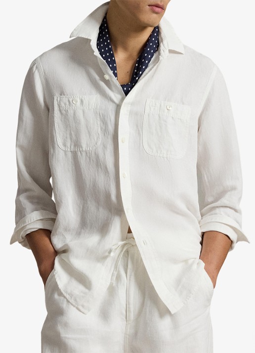 Ralph Lauren Classic fit overhemd in zijdeblend met borstzakken