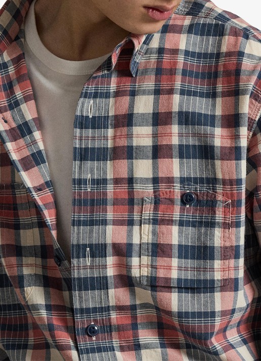 Ralph Lauren Classic fit overhemd met ruitdessin - detail 4 blauw