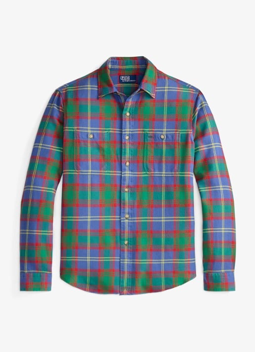 Ralph Lauren Classic fit overhemd met ruitdessin - voorkant 2 7391 royal green multi / groen